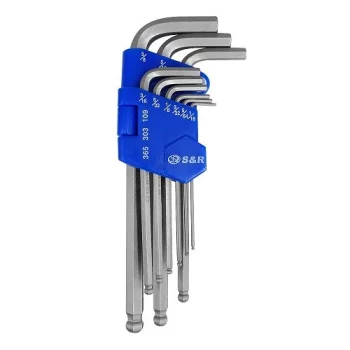 Набір шестигранних ключів S & R HX 9шт 1 / 16-3 / 8 &quot; в пластиковій кліпсі