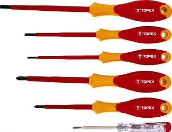 Викрутки TOPEX діелектричні, тестер напруги, SL,PH, сталь CrMo набір 6шт