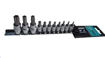Набір головок зі вставкою Torx з отвором 1/4" і 3/8" 11од. на планці