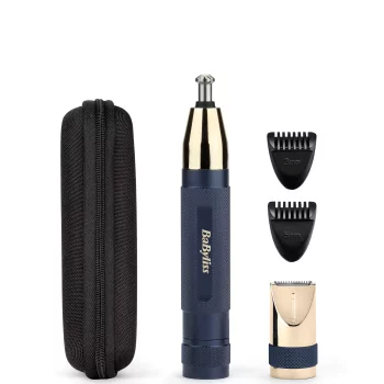 Тример Babyliss Diamond Precision, для брів, вусів, носа та вух, 1хАА, насадок-3, чохол, сталь, синій