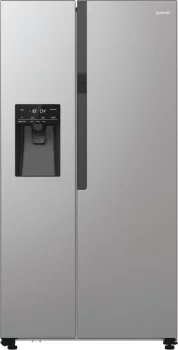 Холодильник SBS Gorenje, 179х70х92см, 2 двері, 376(190)л, А++, NF+, Інв., Зона св-ті, диспенсер, генератор льоду, Зовн. Диспл, нерж
