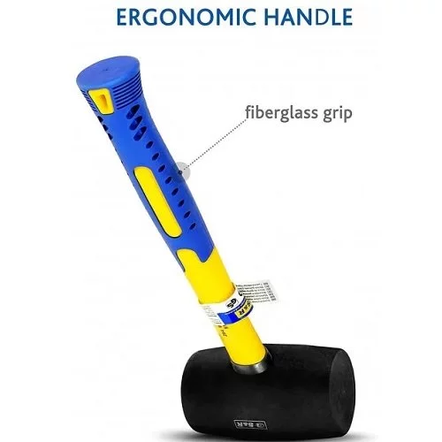 Молоток S&R гумовий чорний d75 мм 910 г фібергласс