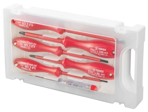 Викрутки TOPEX діелектричні, тестер напруги, SL,PH, сталь CrMo набір 6шт