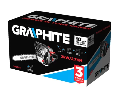 Пила ланцюгова бензинова GRAPHITE 40/45см 2кВт/2.7л.с. 52см3 5.53кг