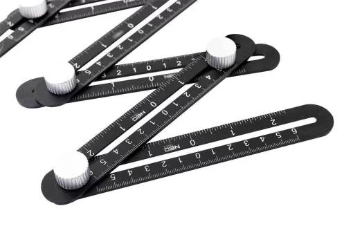 Лінійка Neo Tools кутова, алюміній, шаблони отворів, 6 плечей шкалою 0-60мм