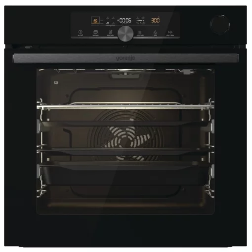 Духова шафа Gorenje електрична, 77л, A+, пара, дисплей, готування на різних рівнях, піроліз, чорний