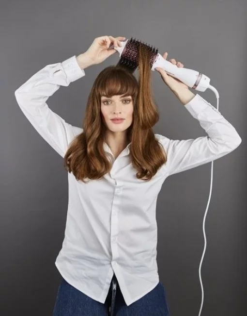 Фен-щітка Rowenta Volumizer Oval Brush, 800Вт, 3 режими, іоніз-я, кераміка, біло-рожевий