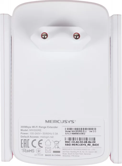 Розширювач покриття WiFi MERCUSYS MW300RE N300