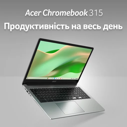 Ноутбук Acer Chromebook CB315-4H 15" FHD IPS, Intel C N4500, 8GB, F128GB, UMA, ChromeOS, сріблястий