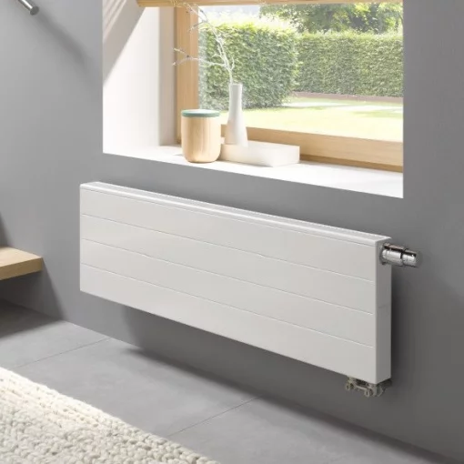 Радіатор сталевий Kermi Line-V PLV 22 тип 300x1400мм нижнє підкл, 1596Вт Therm-X2 RAL 9016 білий глянець