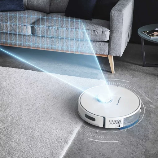 Робот-пилосос Rowenta X-Plorer Serie 75 S, h=9.5см, вологе прибирання, конт пил -0.4л, вода -0.3л, автон. робота до 120хв, НЕРА, управління через смартфон, білий