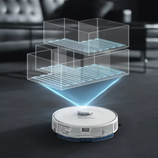 Робот-пилосос Rowenta X-Plorer Serie 75 S, h=9.5см, вологе прибирання, конт пил -0.4л, вода -0.3л, автон. робота до 120хв, НЕРА, управління через смартфон, білий