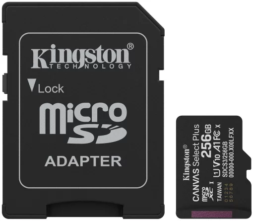 Карта пам'яті Kingston microSD  256GB C10 UHS-I A1 V10 R150MB/s + SD