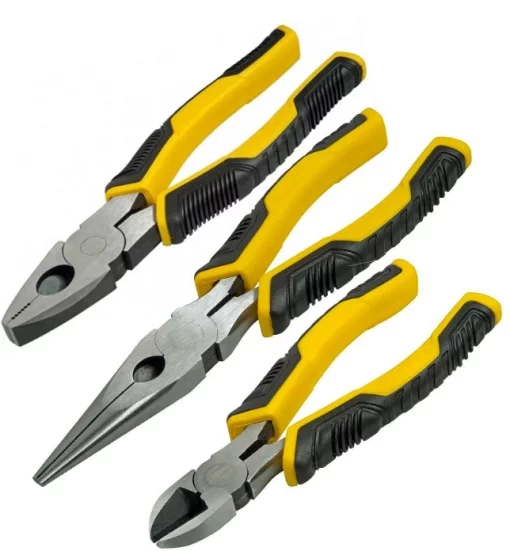 Набір шарнірно-губцевих інструментів Stanley DynaGrip, Плоскогубці,Кусачки-бокорізи,Плоскогубці подовжені прямі, 3шт